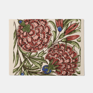 Felpudo Azulejo de Flor de Clavel Antiguo Rústico Arte De