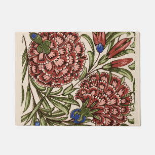 Felpudo Azulejo de Flor de Clavel Antiguo Rústico Arte De