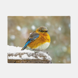 Felpudo Azulejo Oriental en la Nieve - Fotografía Original