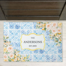 Azulejos Azules Mediterráneos Flor Limón Nombre de