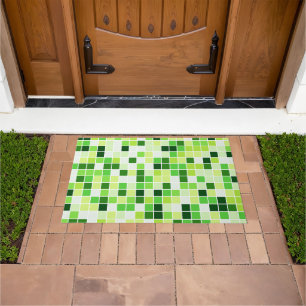Felpudo Azulejos de Piscina, Baldosas Mosaico Verdes, Patr