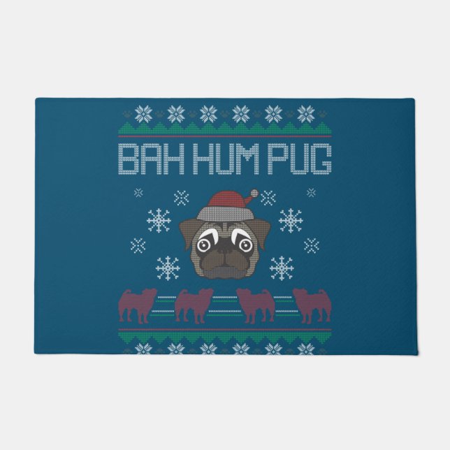 Felpudo Ba Ham Pug Pugly Christmas Ugly Christmas Sweater (Anverso)