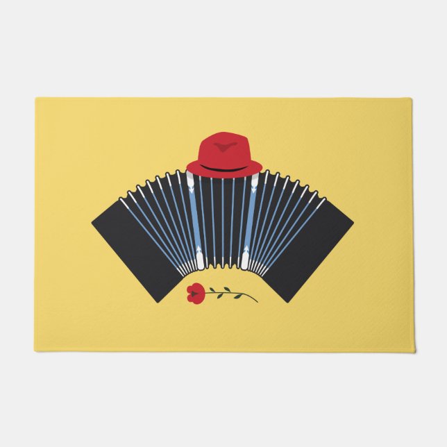 Felpudo Bailarina argentina de tango Bandoneon y Fedora (Anverso)