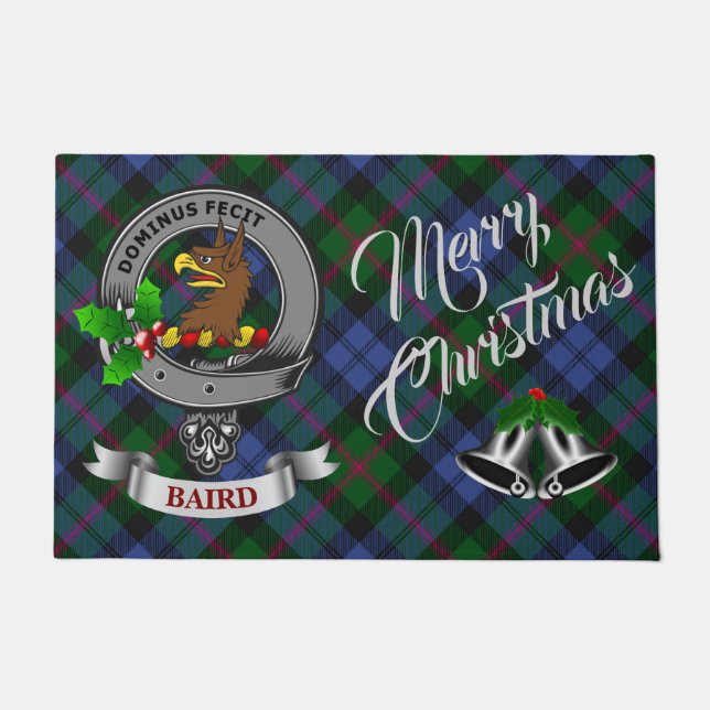 Felpudo Baird Badge & Tartan Personalizado Xmas (Anverso)