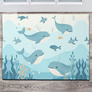 Felpudo Bajo el mar ballenas y peces