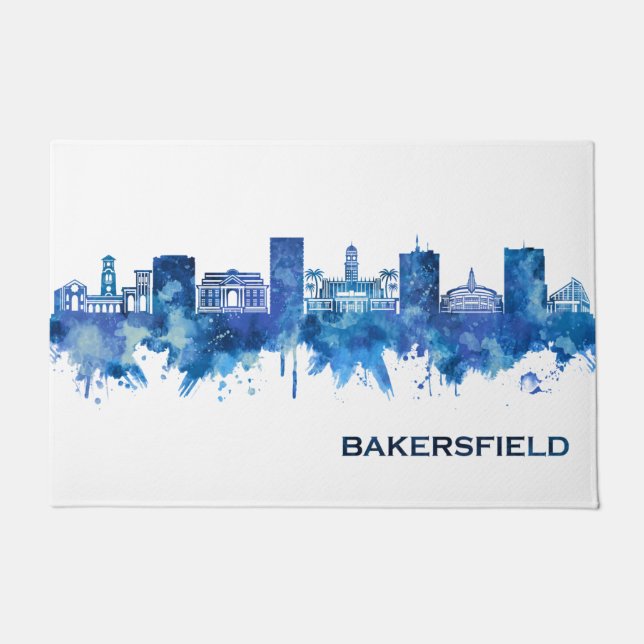 Felpudo Bakersfield California Skyline Blue (Anverso)