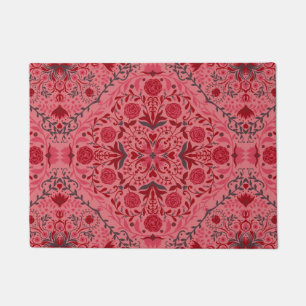 Felpudo Baldosas florales en rojo y rosa de la sandía