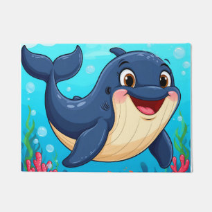 Felpudo Ballena de dibujos animados alegres nadando