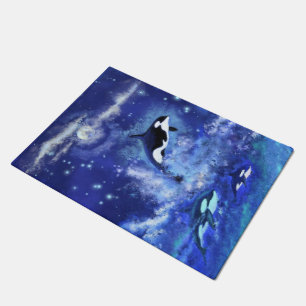 Felpudo Ballenas asesinas azul luna llena