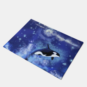 Felpudo Ballenas asesinas en luna llena - Dibujo artístico