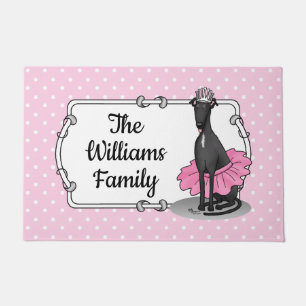 Felpudo Ballet Ballerina Princess Greyhound Dog (negro)