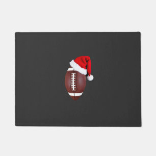 Felpudo Balón de fútbol americano de Navidad con sombrero