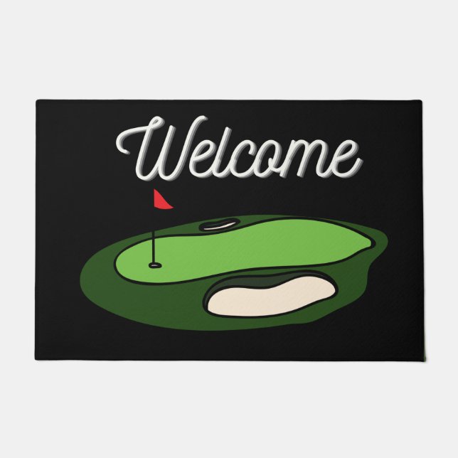 Felpudo Baloncesto de golf con tee sobre césped verde (Anverso)