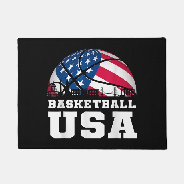 Felpudo Baloncesto EEUU Apoya al equipo camiseta Bandera d (Anverso)
