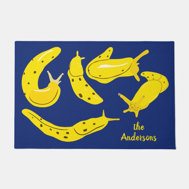 Felpudo Banana Sale con el amarillo y el azul gráfico pers (Anverso)