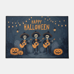 Felpudo Banda de Mariachi de Esqueletos Feliz Halloween