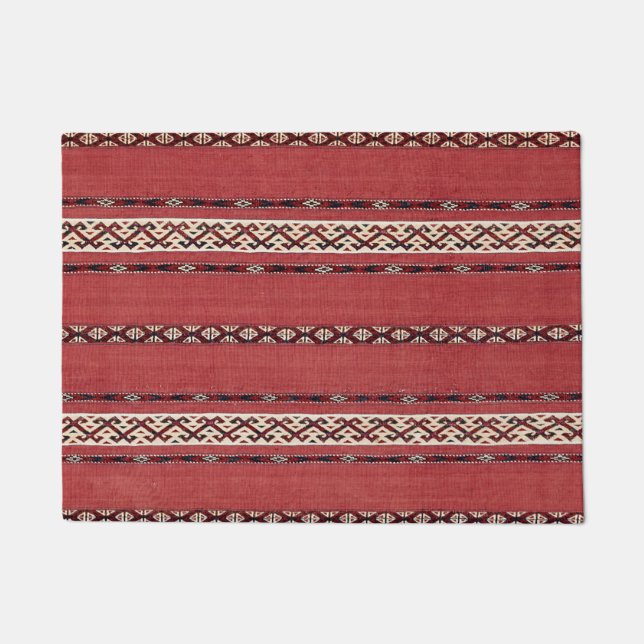 Felpudo Banda triangular Kilim II Blanco negro rojo  (Anverso)