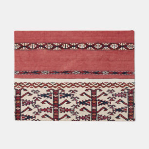 Felpudo Banda triangular Kilim III Blanco negro rojo