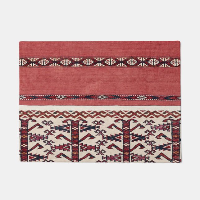 Felpudo Banda triangular Kilim III Blanco negro rojo  (Anverso)