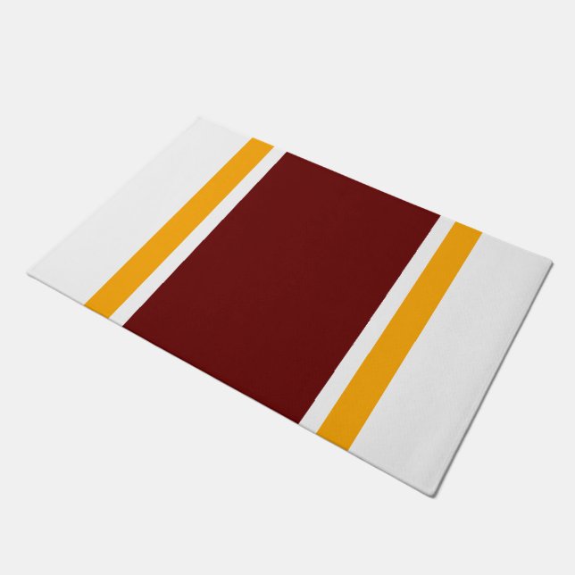 Felpudo Bandas de Carreras blanca del Naranja rojo negrita (Angular)