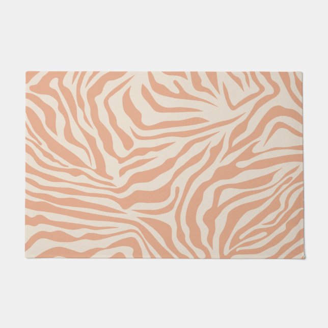 Felpudo Bandas de cebra beige de impresión animal (Anverso)