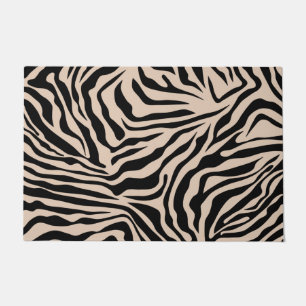 Felpudo Bandas de cebra Crema Beige Negro Animales salvaje