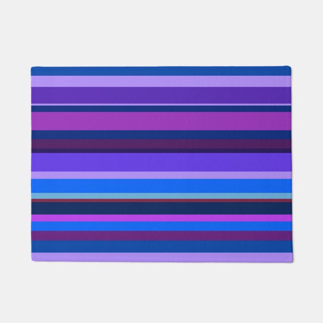 Felpudo Bandas horizontales azules y violetas (Anverso)