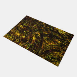 Felpudo Bandas redondeadas abstractas en verde dorado y má