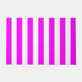 Felpudo Bandas verticales gruesas Magenta Y Rayas Blancas