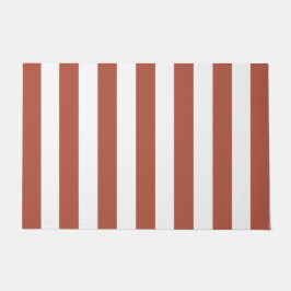 Felpudo Bandas verticales gruesas Terracota y rayas blanca