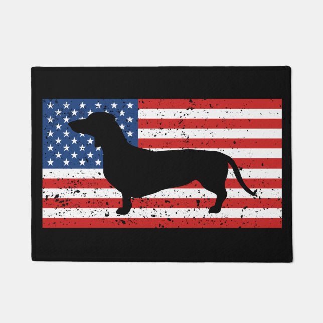 Felpudo Bandera americana apenada Dachshund (Anverso)