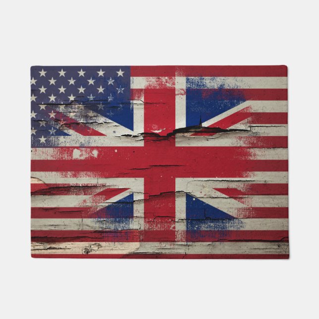 Felpudo Bandera americana británica de la pintura el | del (Anverso)