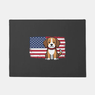 Felpudo Bandera Americana Perro Patriótico Vector