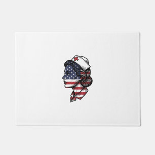 Felpudo Bandera Americana Vintage Perfil de Enfermera Dise