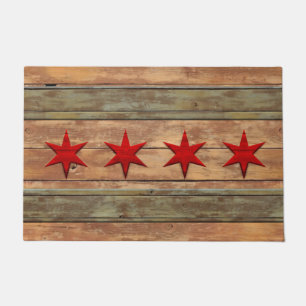 Felpudo Bandera apenada patriótica de Chicago