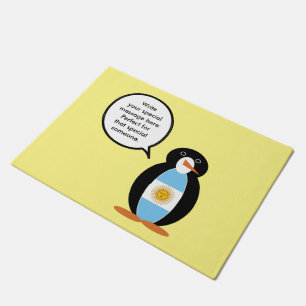 Felpudo Bandera Argentina Pingüino Personalizado Hablando