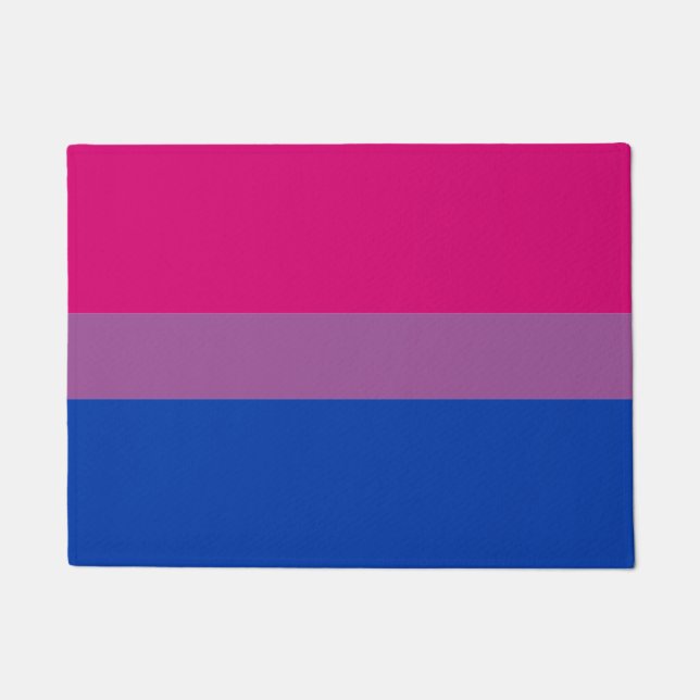 Felpudo Bandera bisexual y estera de casa de la comunidad  (Anverso)