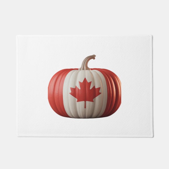 Felpudo Bandera Canadiense Calabaza Maple Leaf Acción de G (Anverso)