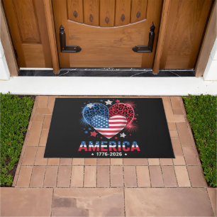 Felpudo Bandera Corazón Leopardo 1776 2026 4 de julio