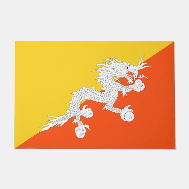 Felpudo Bandera de Bután (Bután) (dragón trueno) (Anverso)