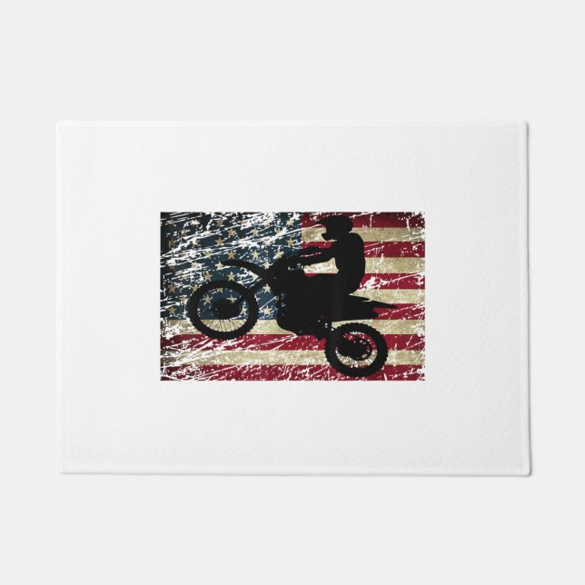 Felpudo Bandera de Dirt Bike Estados Unidos Camiseta Motoc (Anverso)