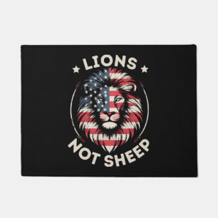 FELPUDO BANDERA DE EE. UU., LEONES NO OVEJAS