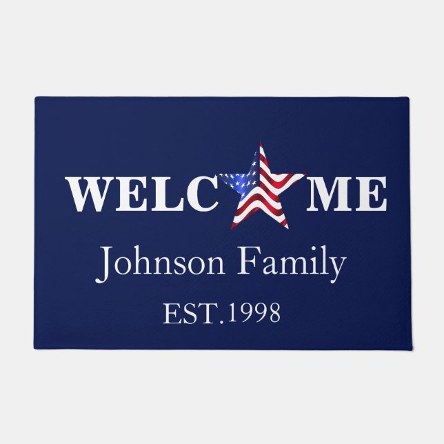 Felpudo Bandera de Estados Unidos Bienvenida (Anverso)