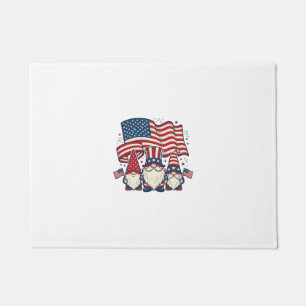 Felpudo Bandera de Gnomo Patriótico Diseño de Grabado Vint