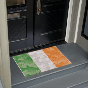 Felpudo Bandera de Irlanda con un patrón de shamrock