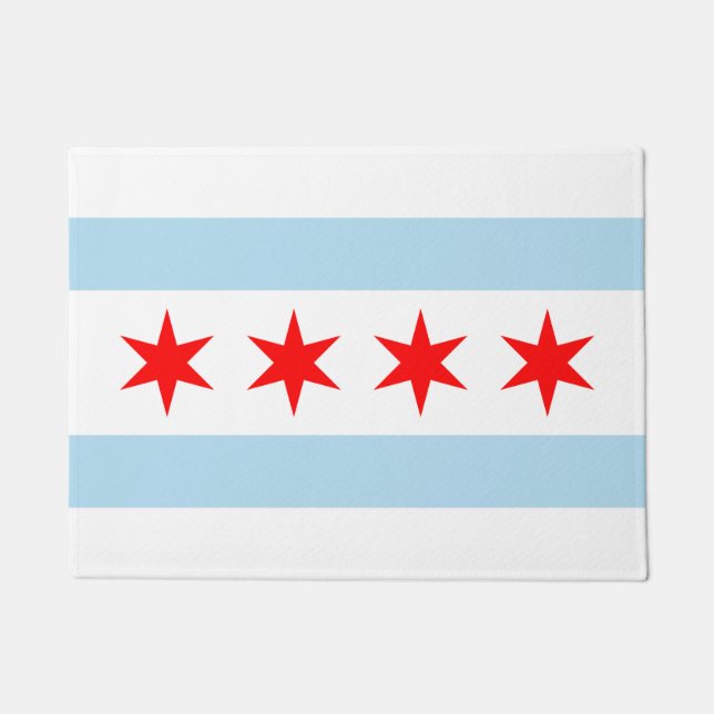Felpudo Bandera de la ciudad de Chicago (Anverso)
