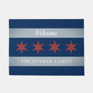 Felpudo Bandera de la ciudad de Chicago del vintage y
