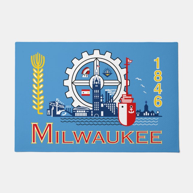 Felpudo Bandera de Milwaukee (Wisconsin) (Anverso)