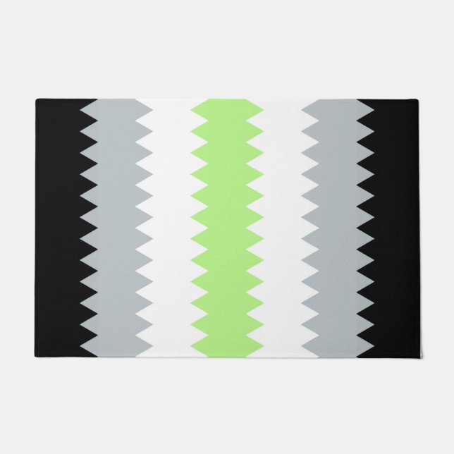 Felpudo Bandera de orgullo Agender abstracto Boho ZigZag G (Anverso)