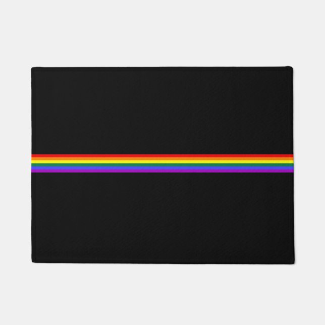 Felpudo Bandera de orgullo arco iris personalizado bienven (Anverso)